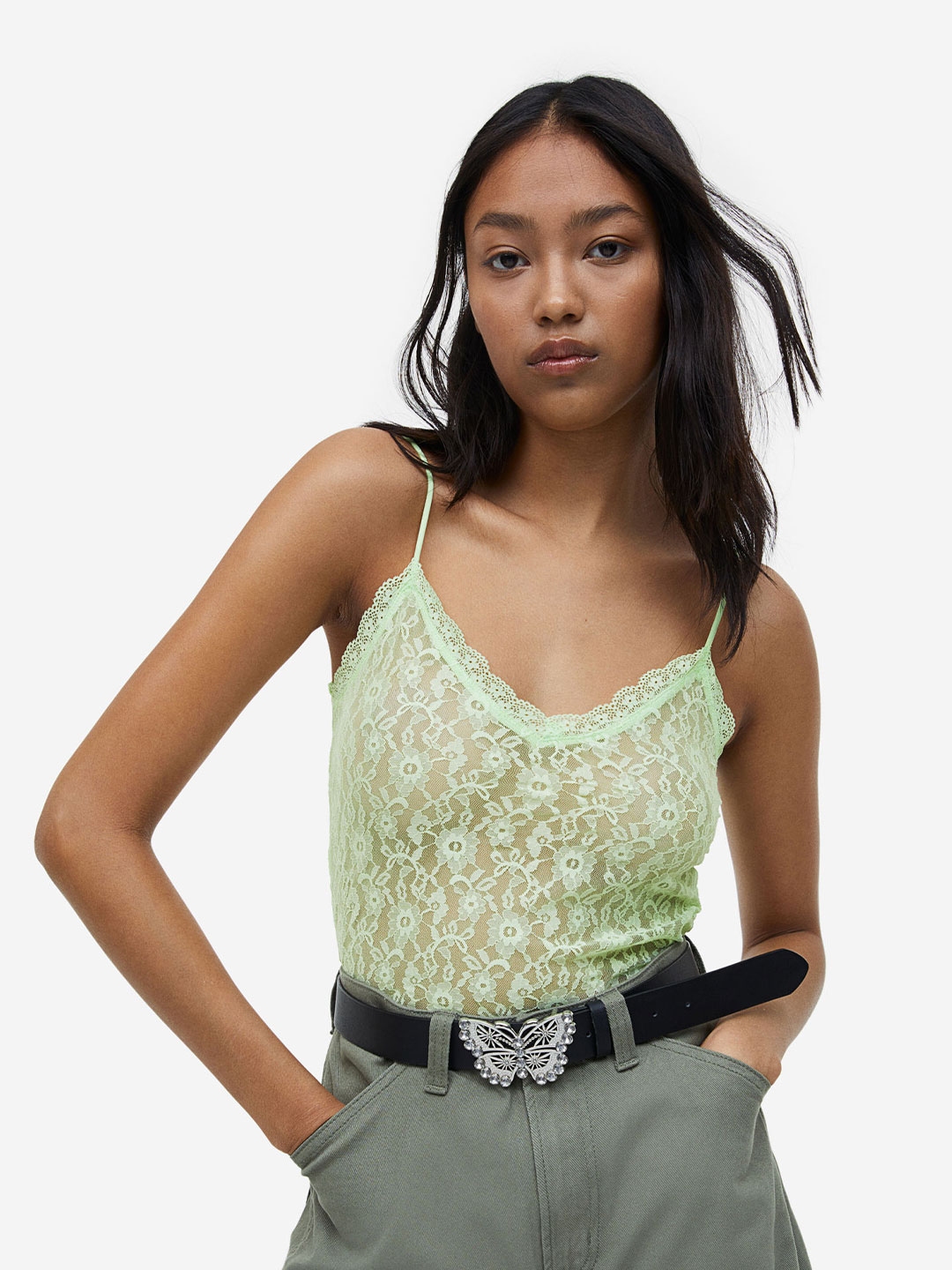 Lace strappy top hotsell