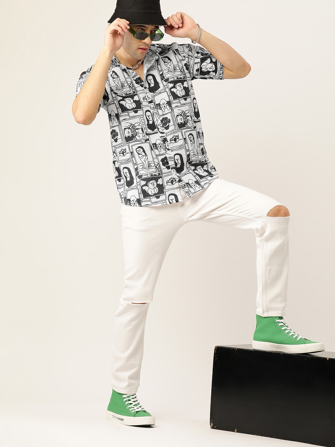 Kook N Keech Men Relaxed Printed Cotton Linen Casual Shirt