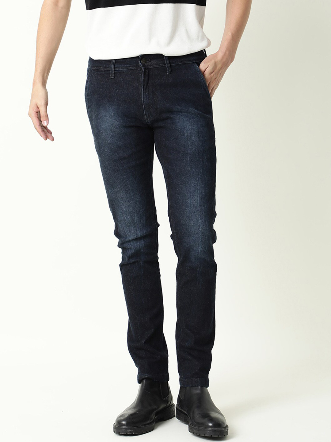 RARE RABBIT Men Cumbris Slim Fit Mid-Rise Cotton Jeans