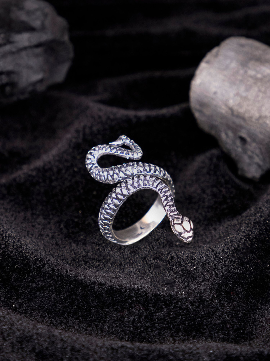 Studio One Love Silver-Plated Snake Design Adjustable Finger Ring