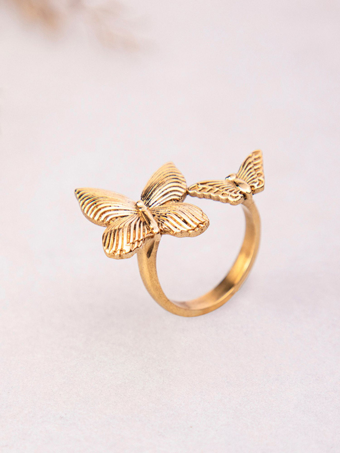 Studio One Love Gold-Plated Butterfly Adjustable Finger Ring
