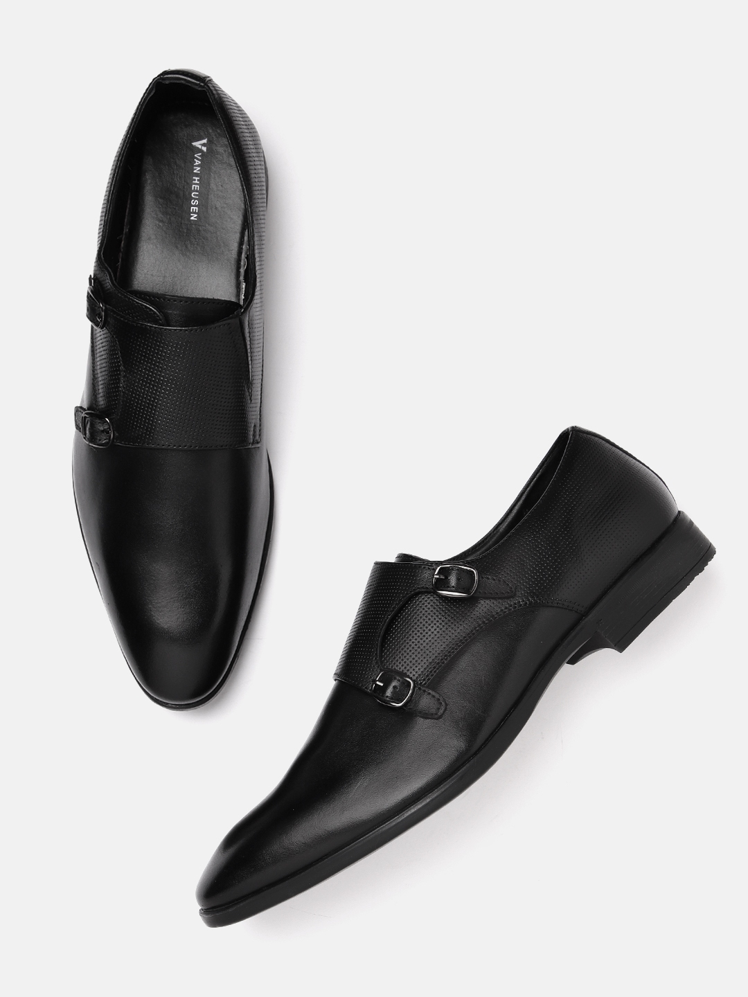 Buy Van Heusen Men Leather Textured Formal Monks Formal Shoes for Men 23129098 Myntra