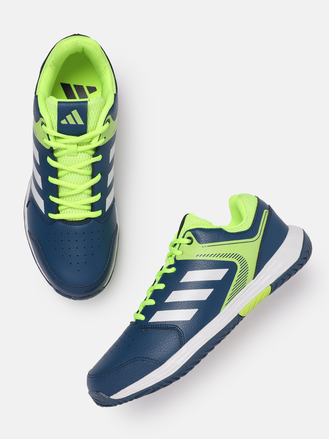 ADIDAS Men Perforated & Striped Detail Oncort Tennis Shoes