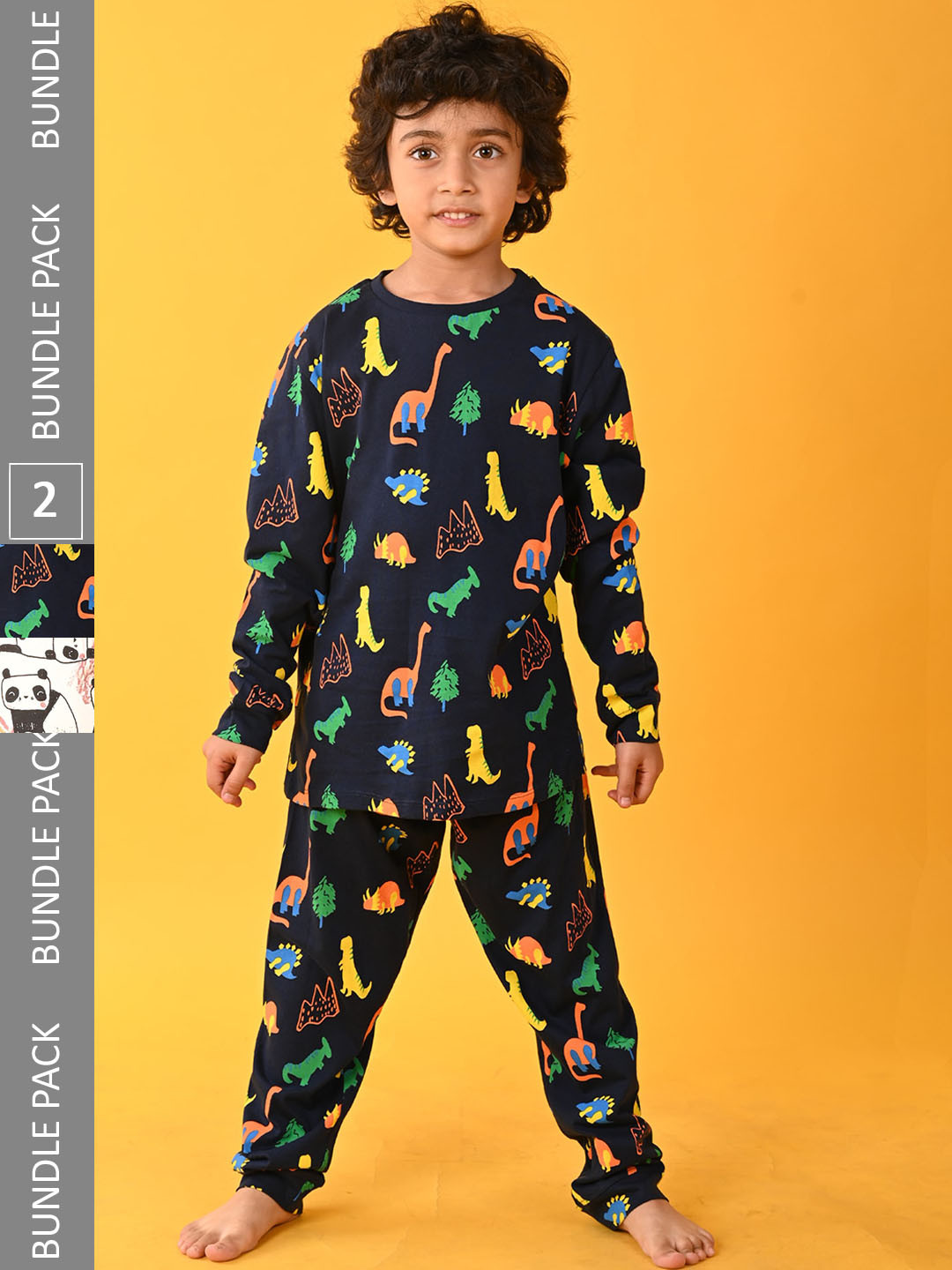 Anthrilo Boys Pack Of 2 Conversational Printed Pure Cotton Night Suit