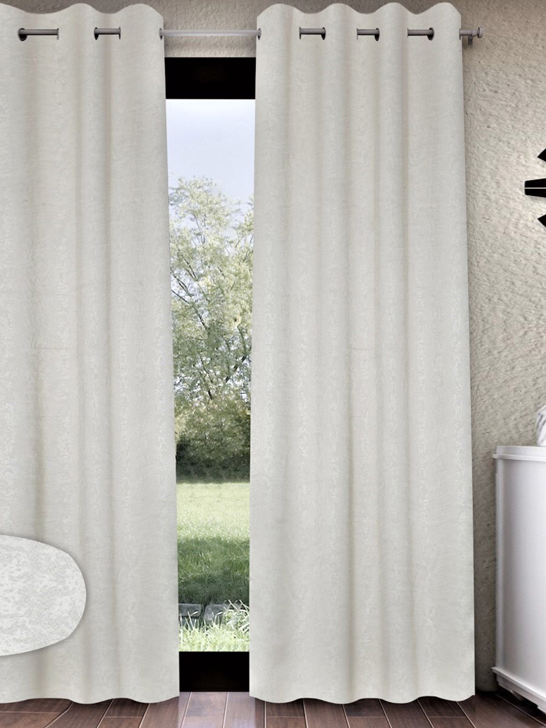 Home Sizzler Brown Self Design Door Curtain