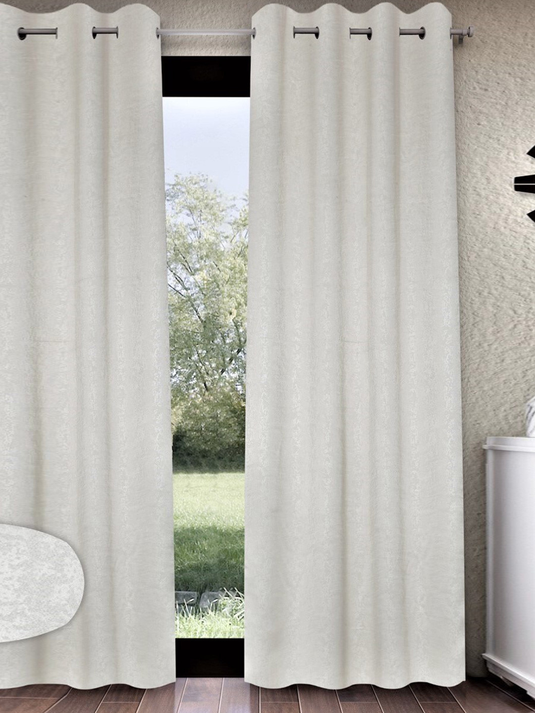 Home Sizzler Brown Self Design Long Door Curtain