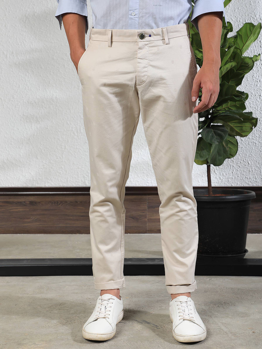 RARE RABBIT Men Mazzios Mid-Rise Slim Fit Trouser