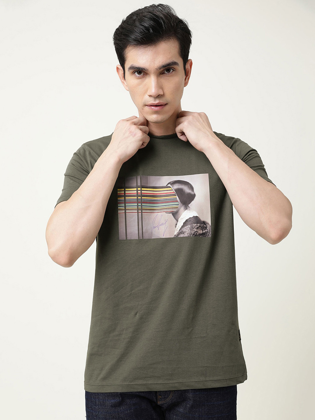 RARE RABBIT Men Rings-4 Slim Fit Solid Polo Collar Pure Cotton T-Shirt