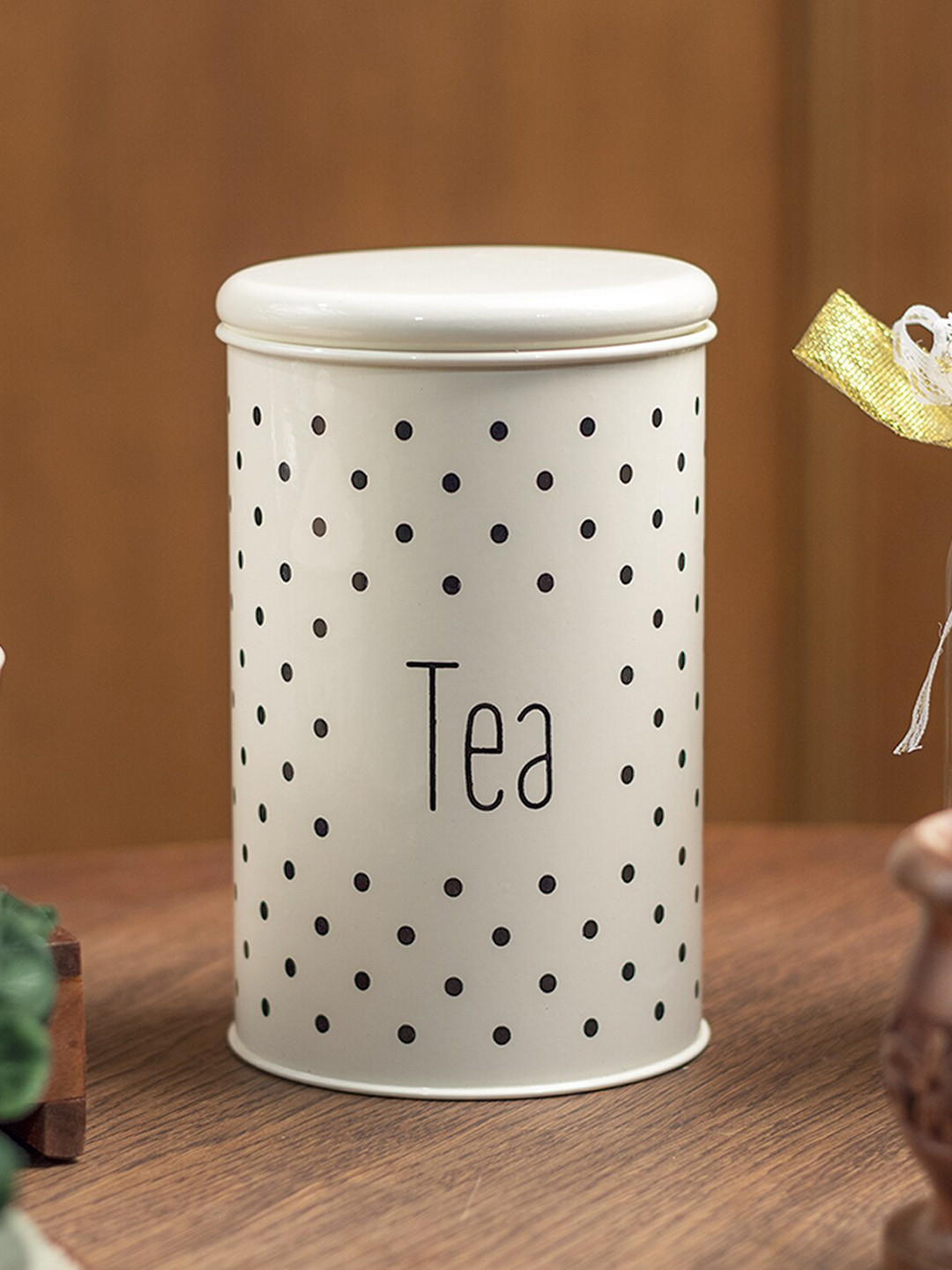 Market99 Stylish White Typography Metal Dishwasher Safe Clip-On Canister-1L