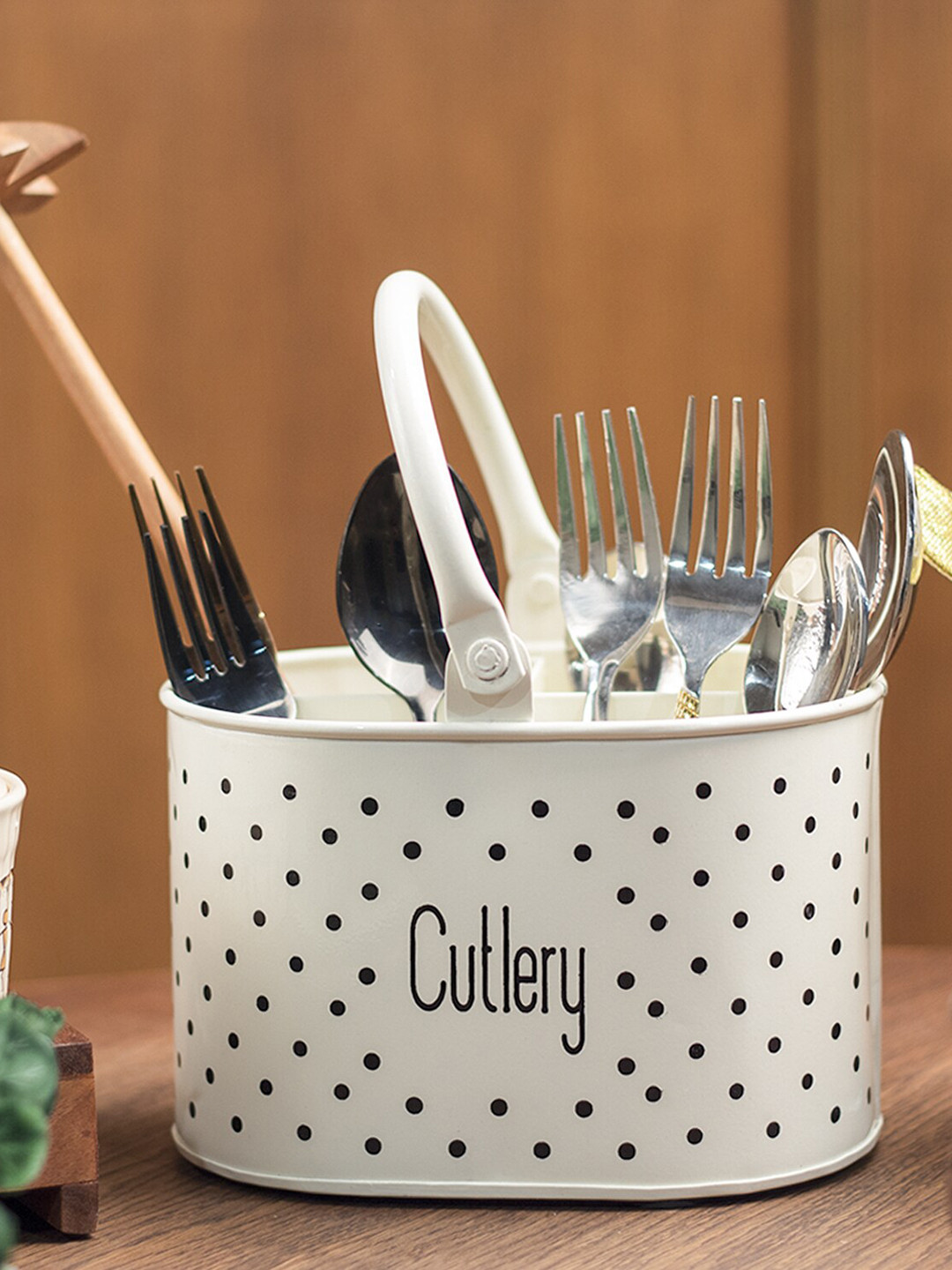 MARKET99 Off White Printed Stylish Ivory Cutlery Holder