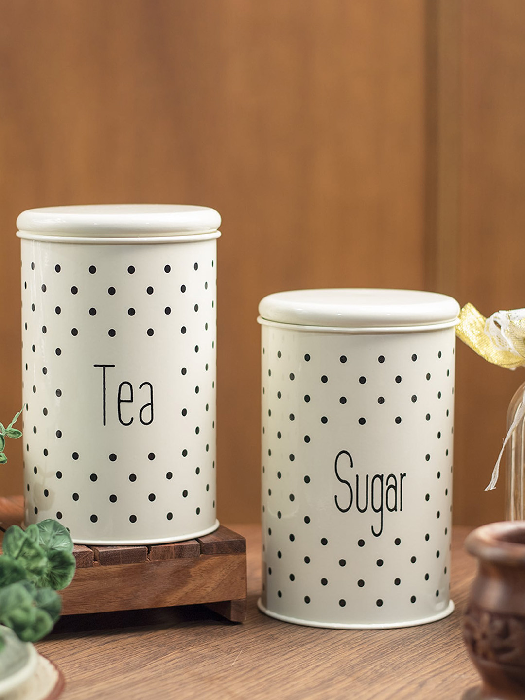 Market99 Tea & Sugar Jar Set of 2 1000 ml each- Ivory