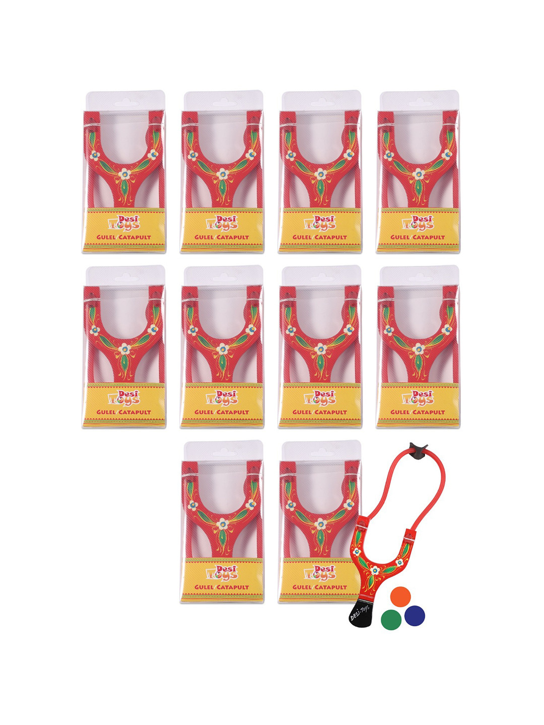 Desi Toys Kids Set Of 10 Gulel Slingshots