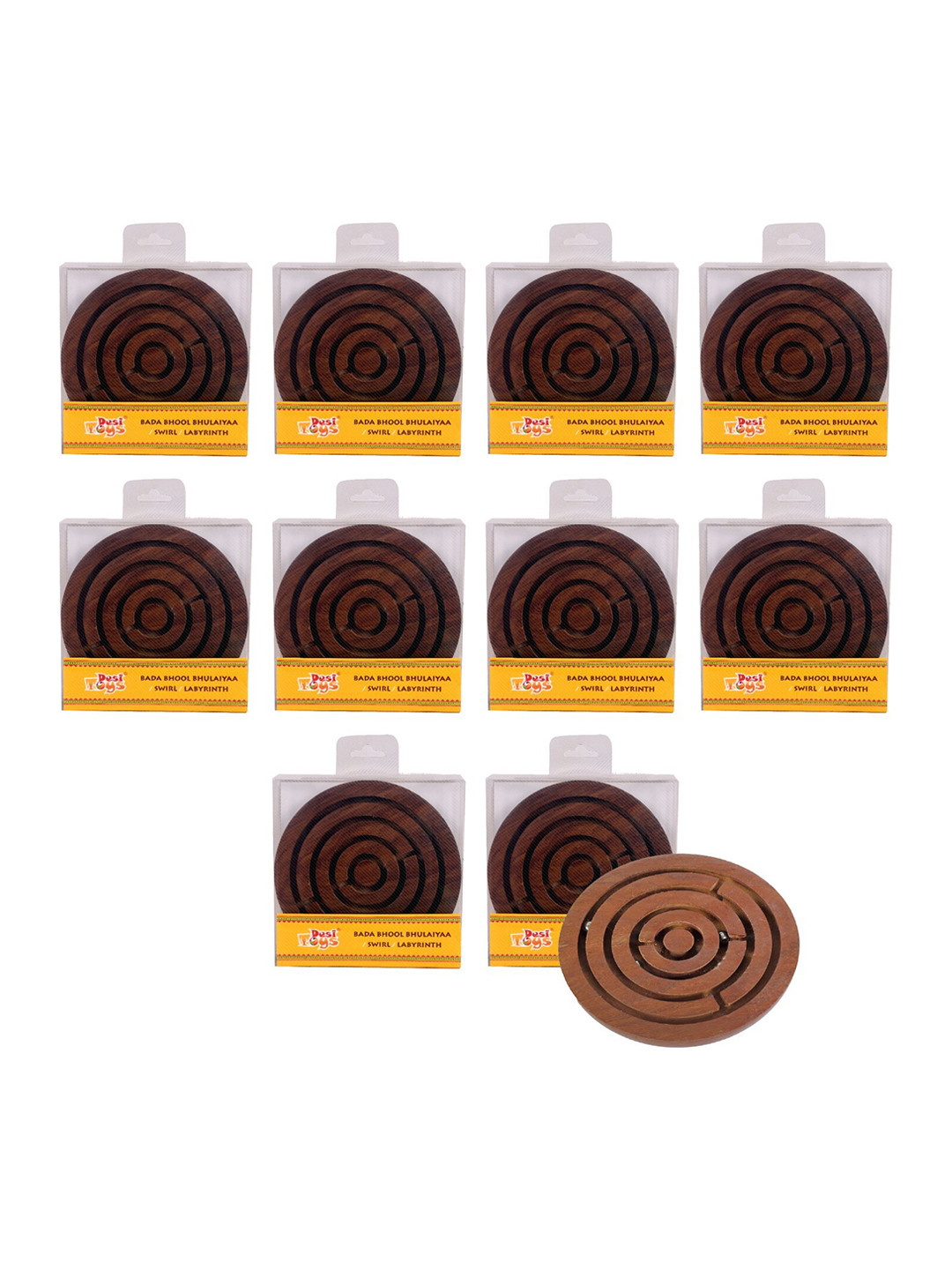 Desi Toys Set Of 10 Wooden Swirl Games