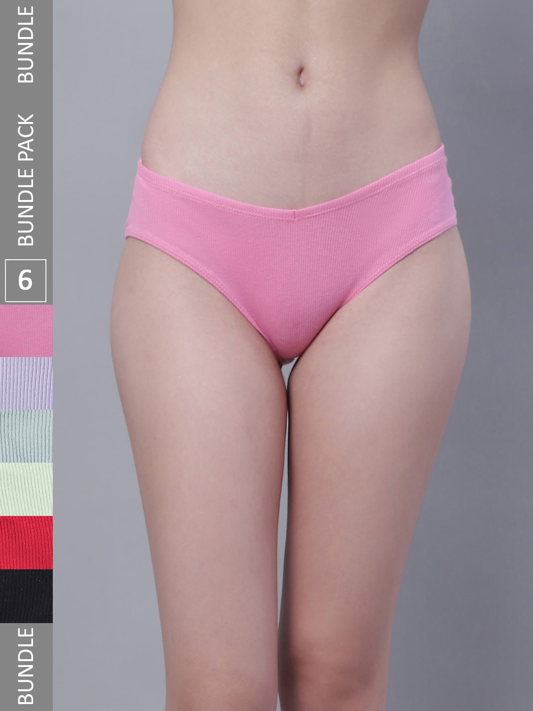 TAG 7 Women Pack Of 6 Mid-Rise Cotton Hipster Briefs
