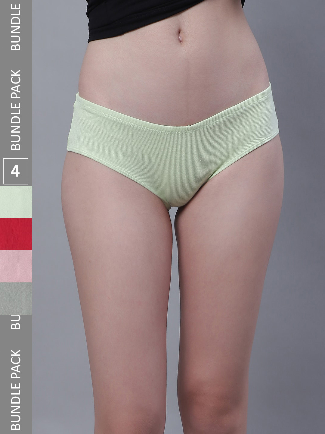 TAG 7 Women Pack Of 4 Ribbed Cotton Hipster Briefs