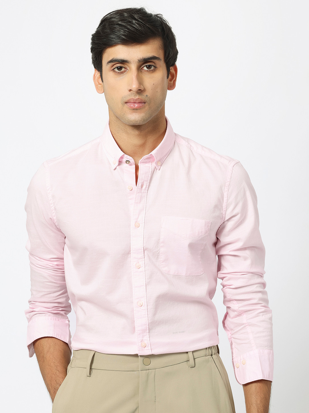 RARE RABBIT Men Auxfo Slim Fit Opaque Cotton Shirt