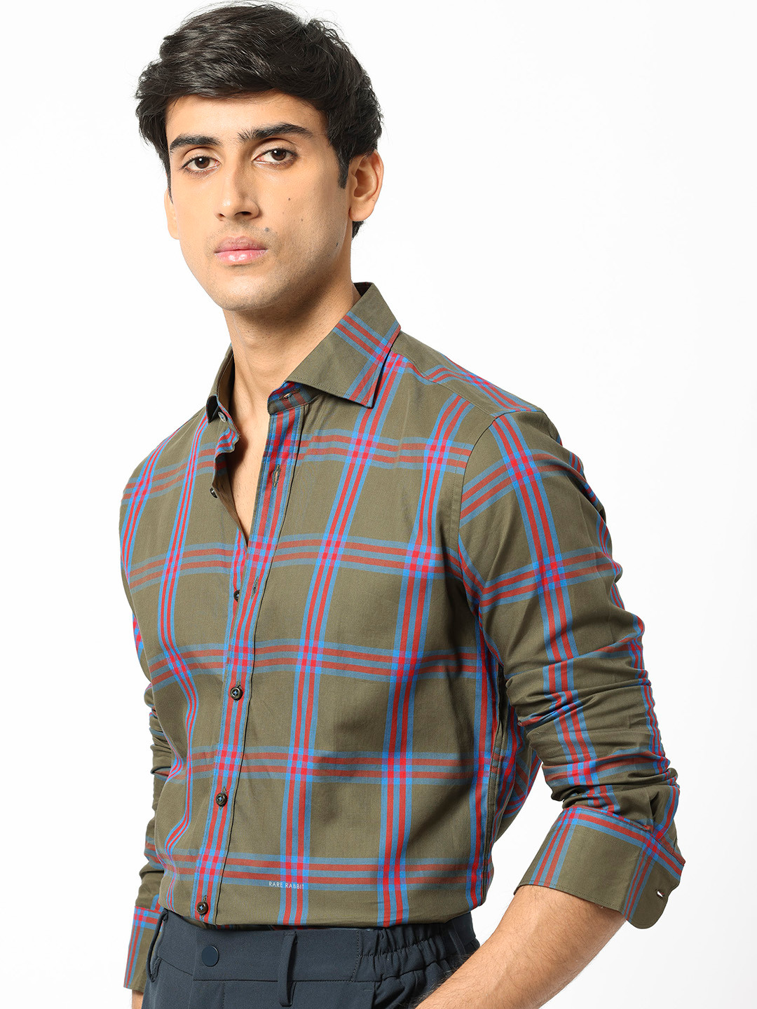 RARE RABBIT Pure Cotton Celluls Slim Fit Tartan Check Shirt