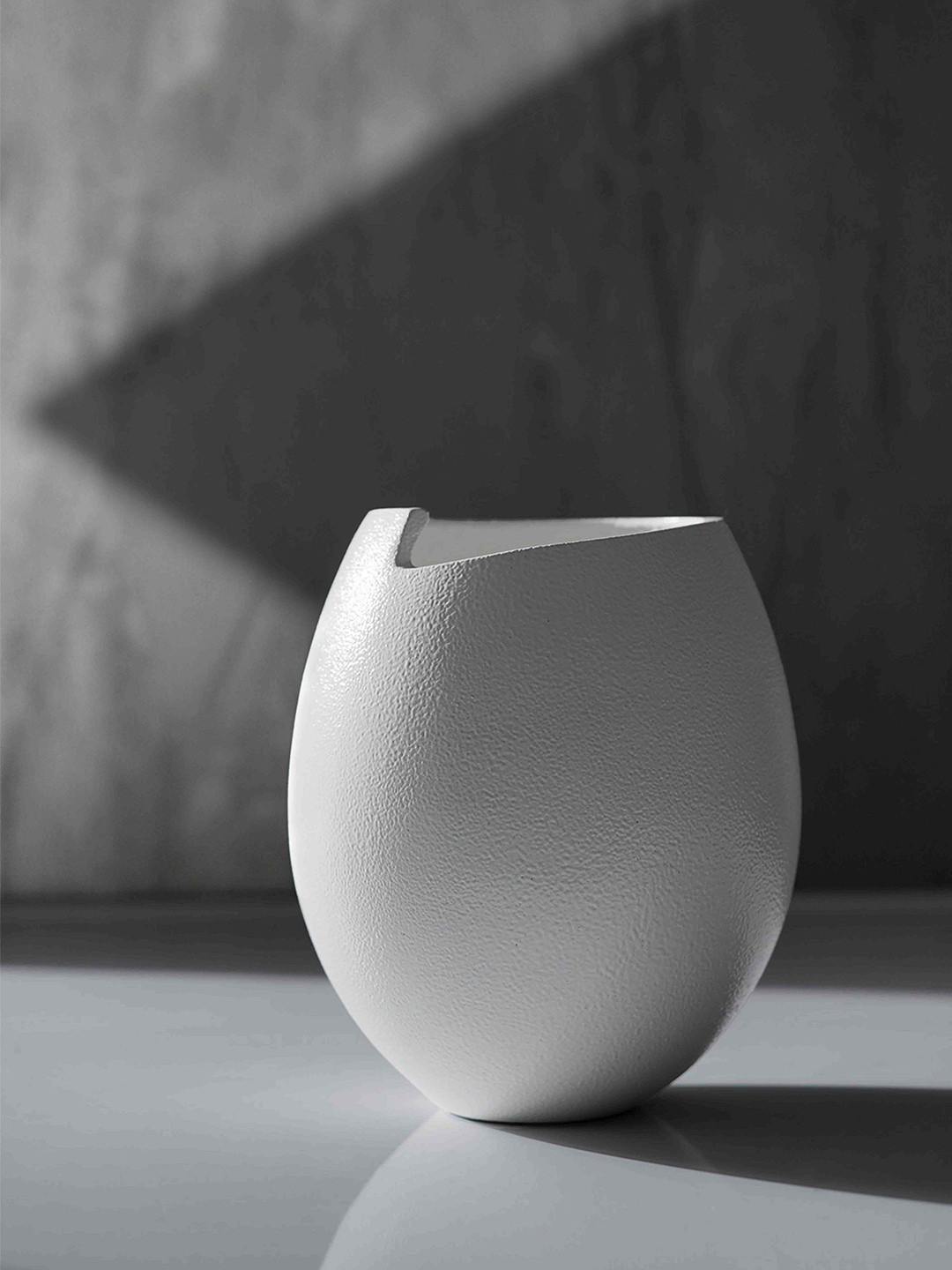 Folkstorys White Textured Metal Vase