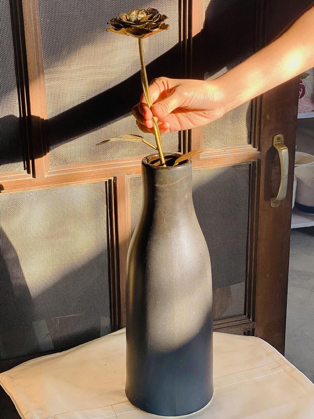 Folkstorys Black Bamboo Pottery Vase