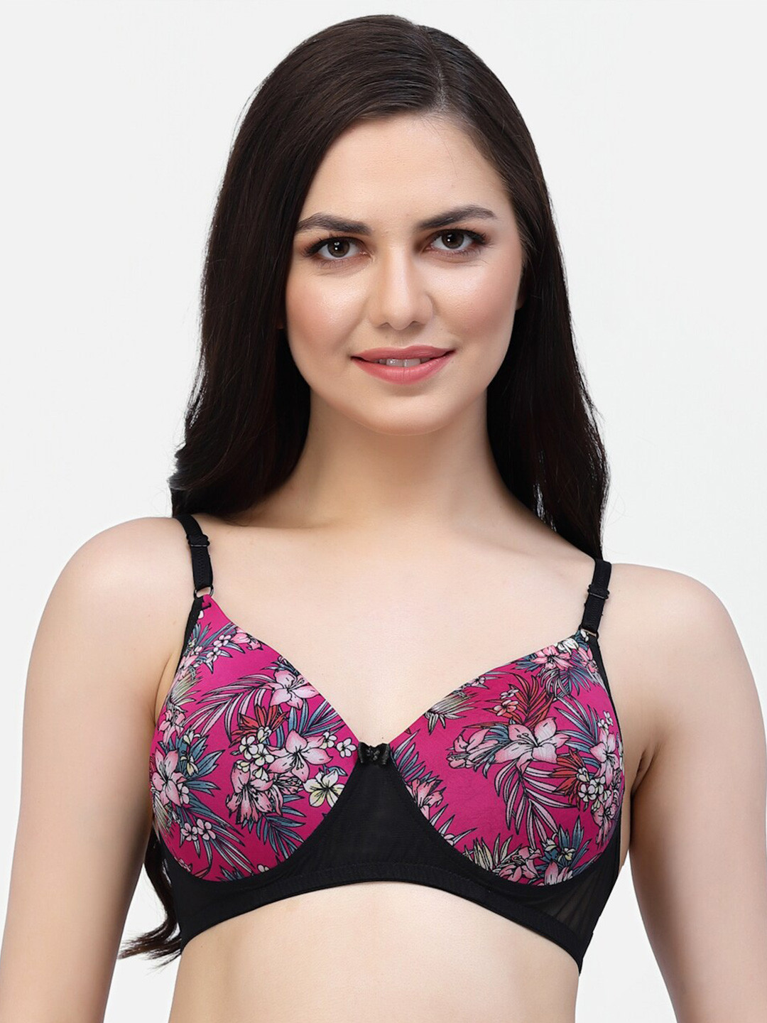 CUKOO Floral Full Coverage Lightly Padded All Day Comfort Rapid Dry Everyday Bra