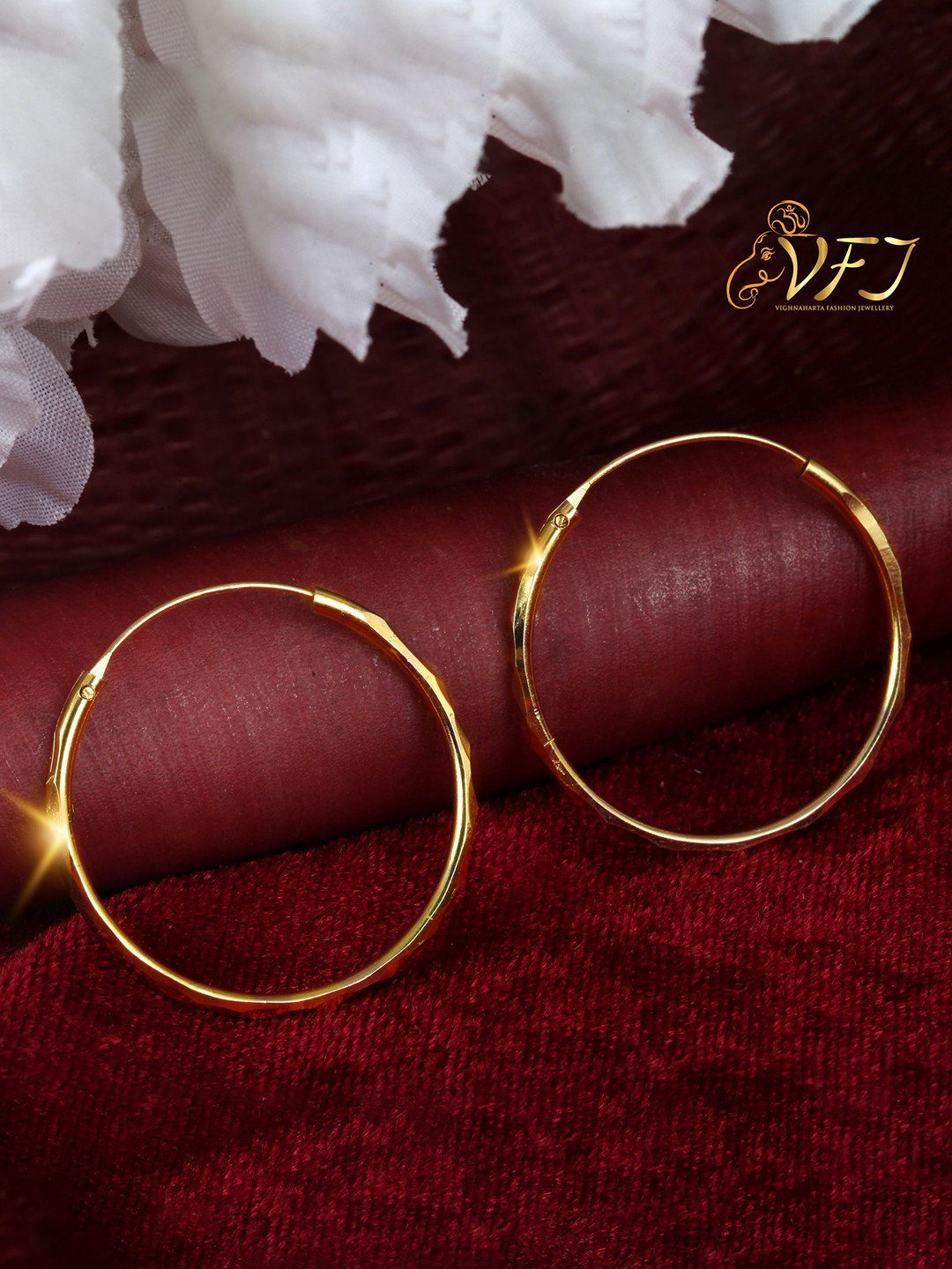 Vighnaharta Gold-Plated Hoop Earrings