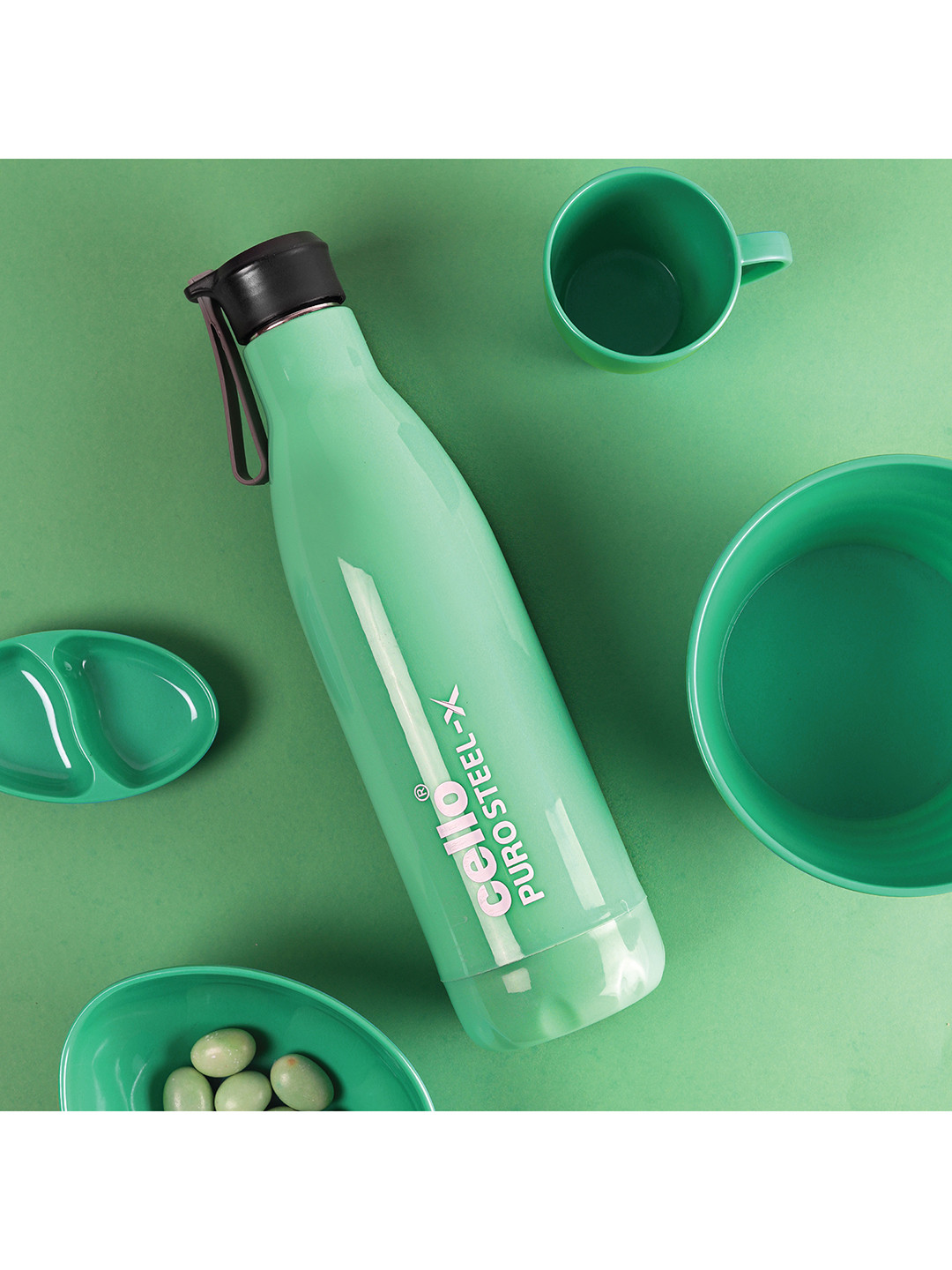 Cello Puro Steel-X Neo 900 Green Stainless Steel Water Bottle- 720ml