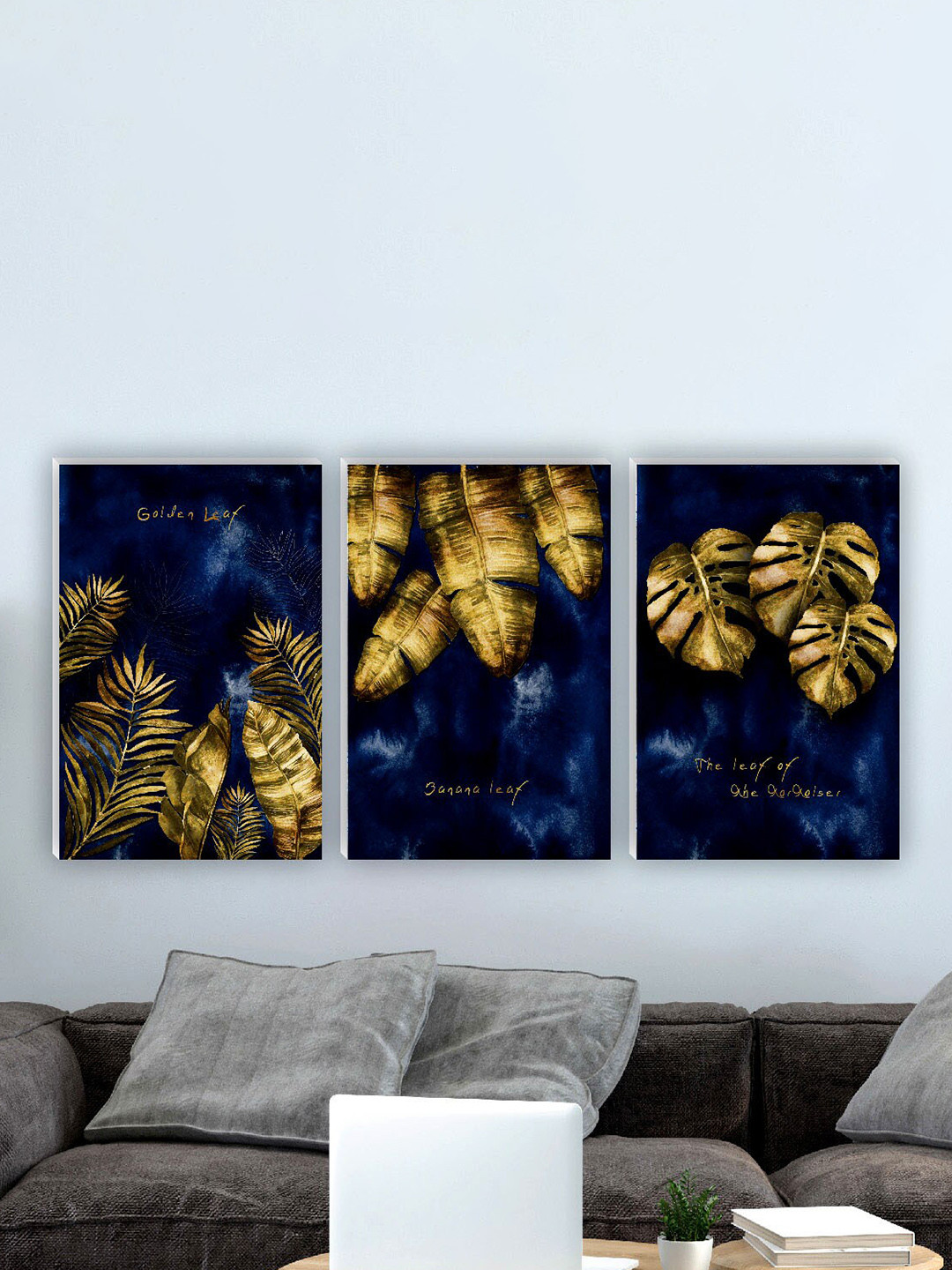 SAF Tropical Leaves MDF Wall Rectangle Paintings Wall Art - 18 x 12 In