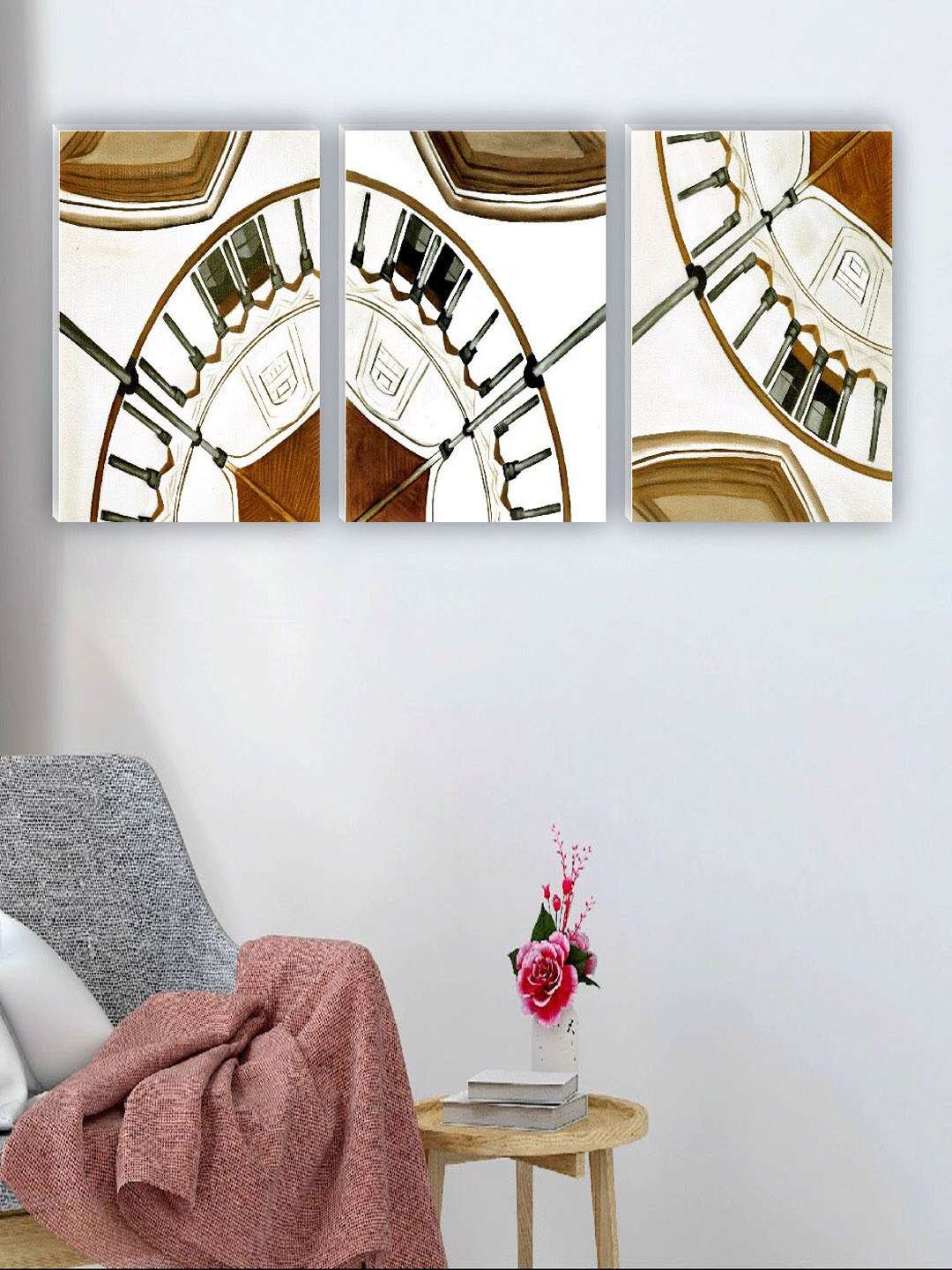 SAF White & Brown 3 Pieces Unique Art Painting Wall Art