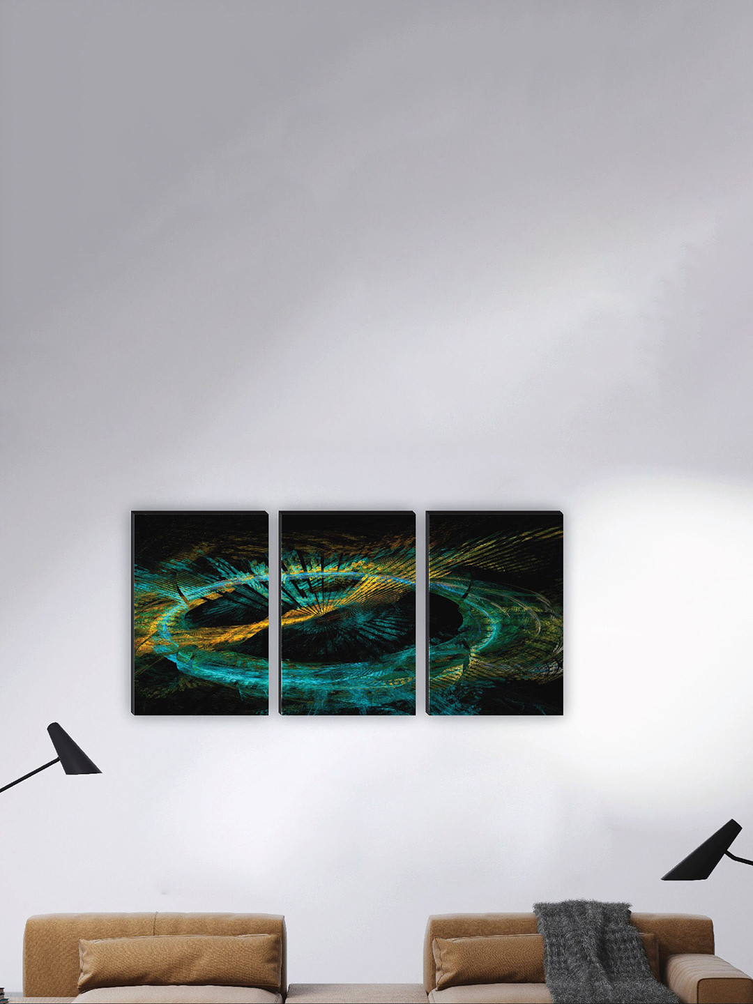 SAFInstallation Digital MDF 3 Piece Wall Rectangle Paintings Wall Art -18 x 36In