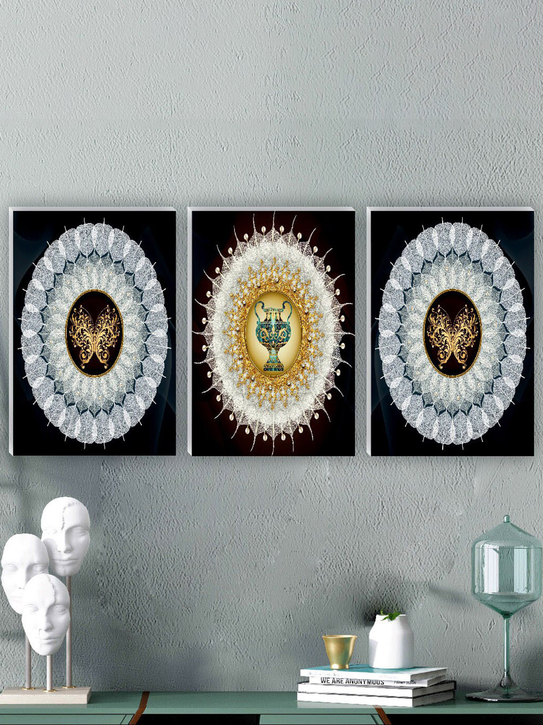 SAF Black & White 3 Pieces Painting Wall Arts