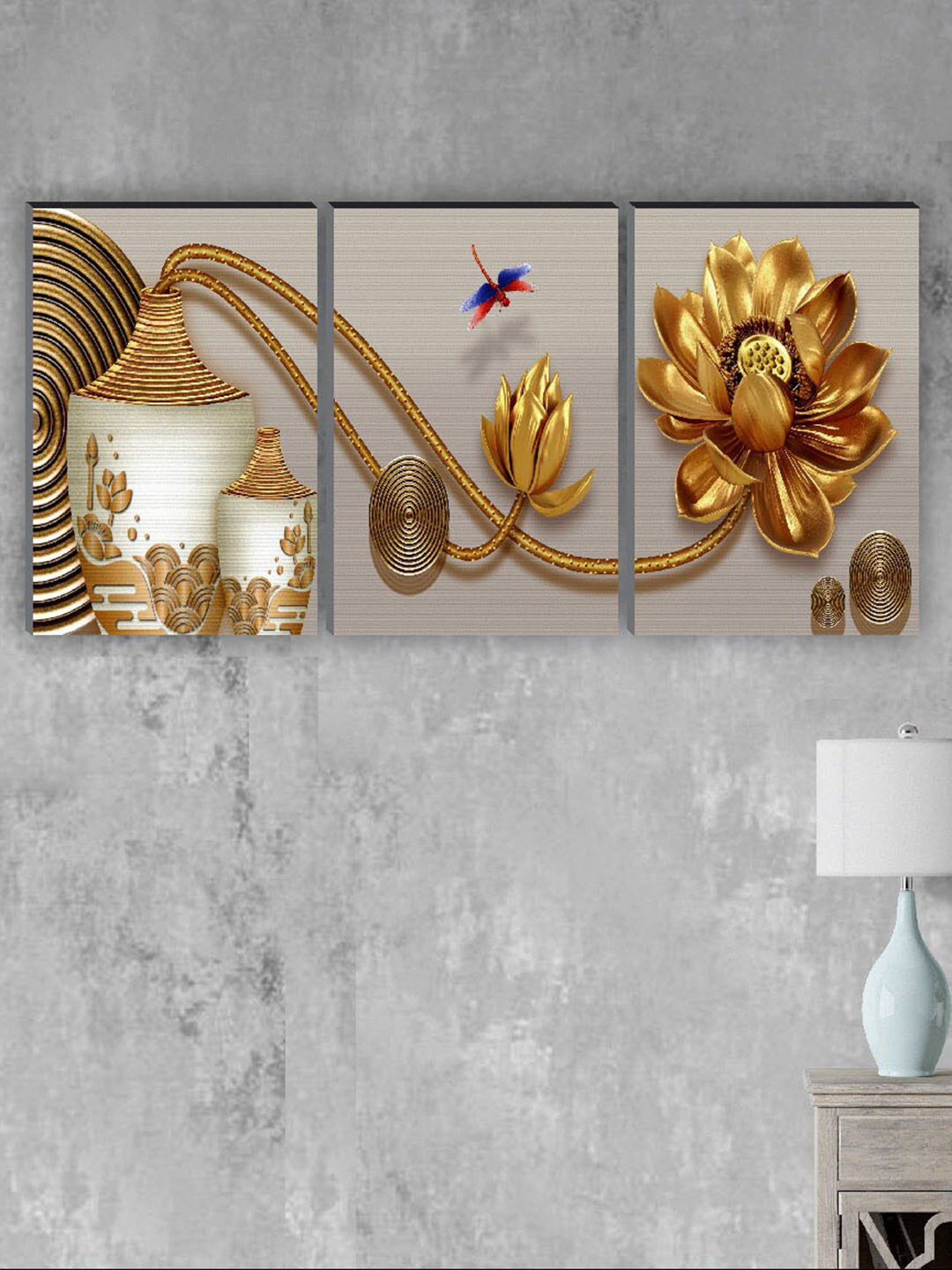 SAF SelfInstallation MDF 3 Pcs Wall Rectangle Paintings Wall Art -18x12In