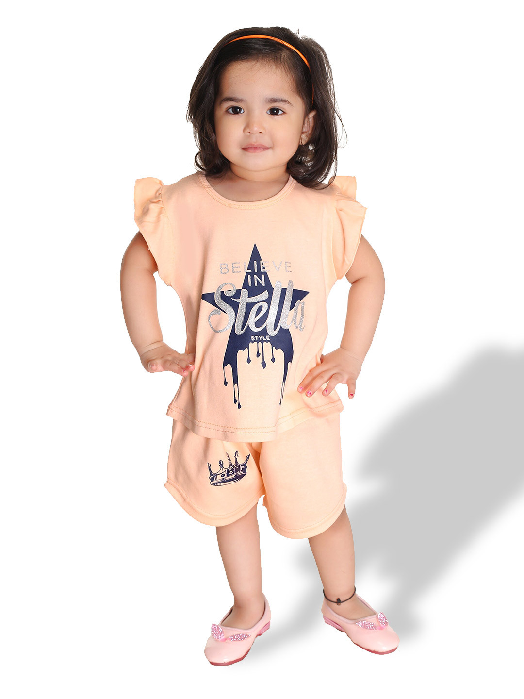 NEW GEN Girls Printed Pure Cotton Top With Shorts