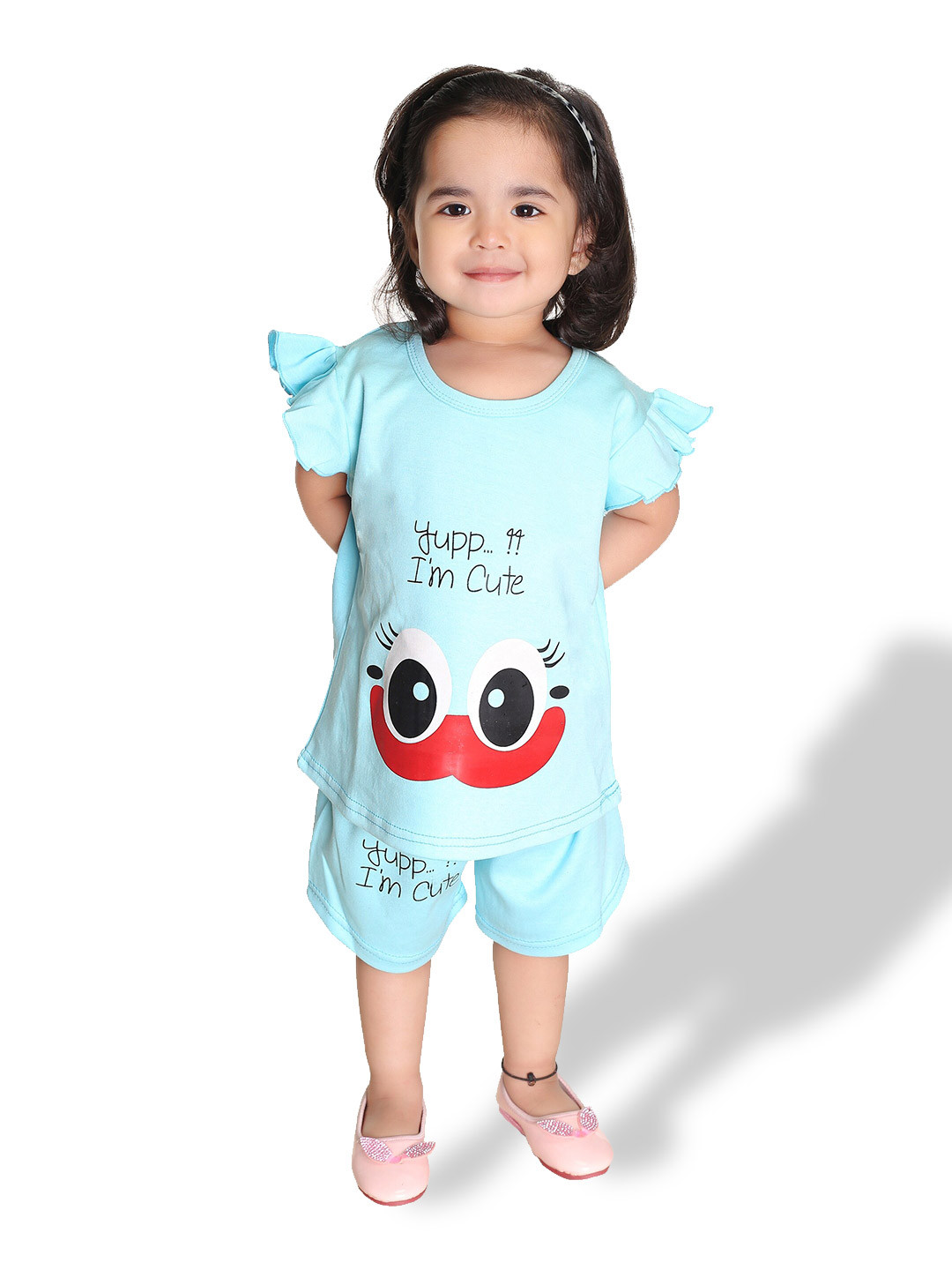 NEW GEN Girls Printed Pure Cotton Top With Shorts