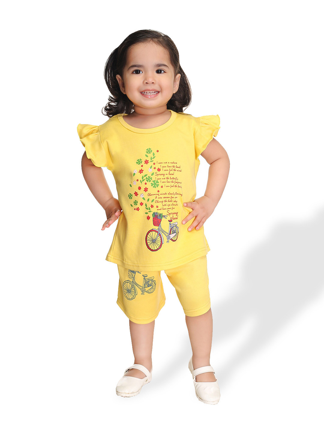 NEW GEN Girls Printed Pure Cotton Top With Shorts