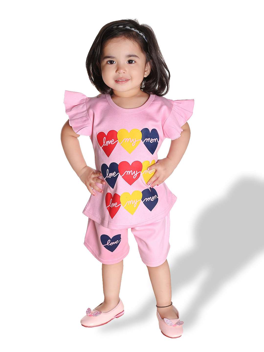 NEW GEN Girls Printed Pure Cotton Top With Shorts