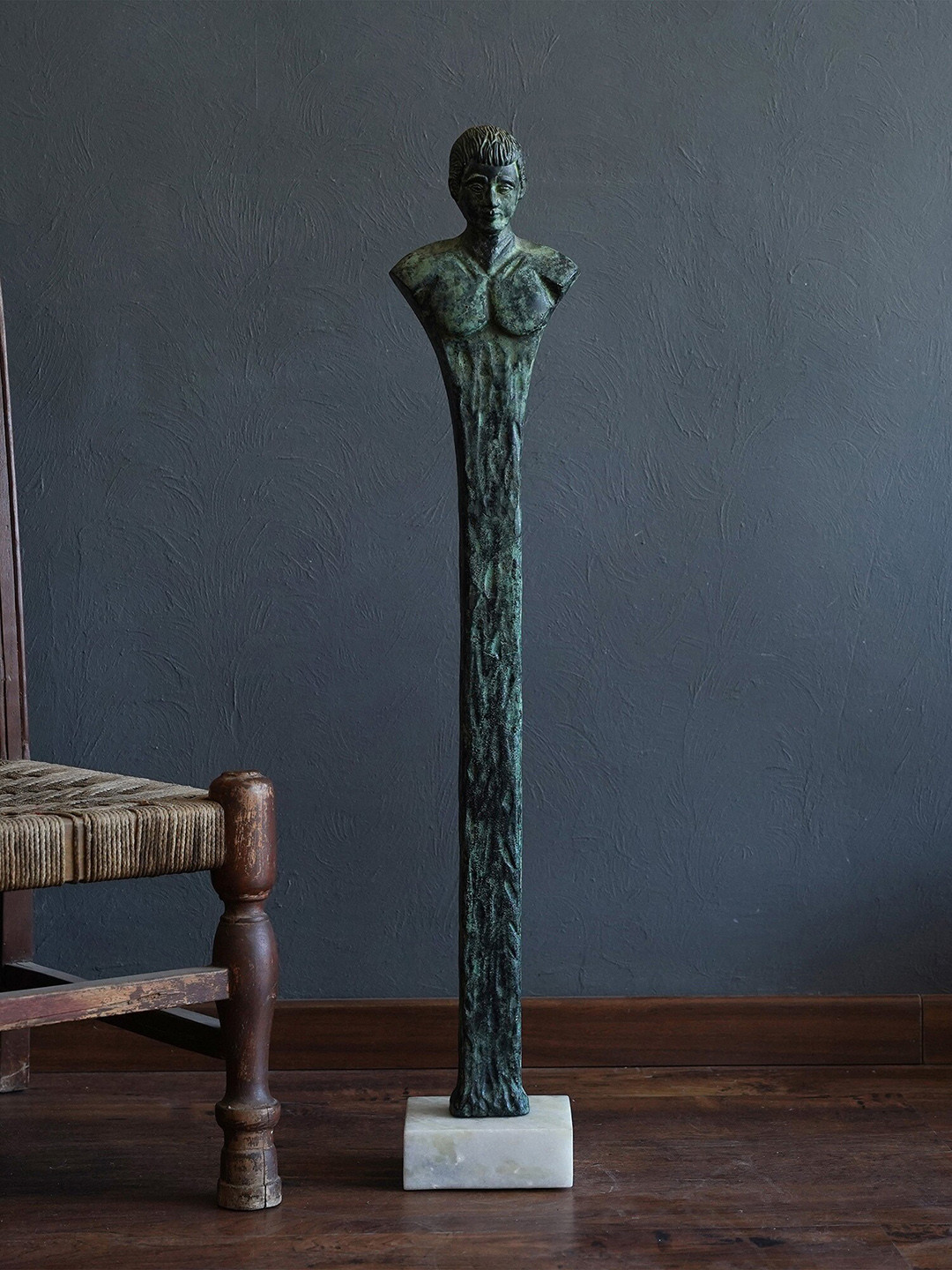 Folkstorys French Men Green Metal Metallic Living Room Extra Large Showpiece - 4 Inches