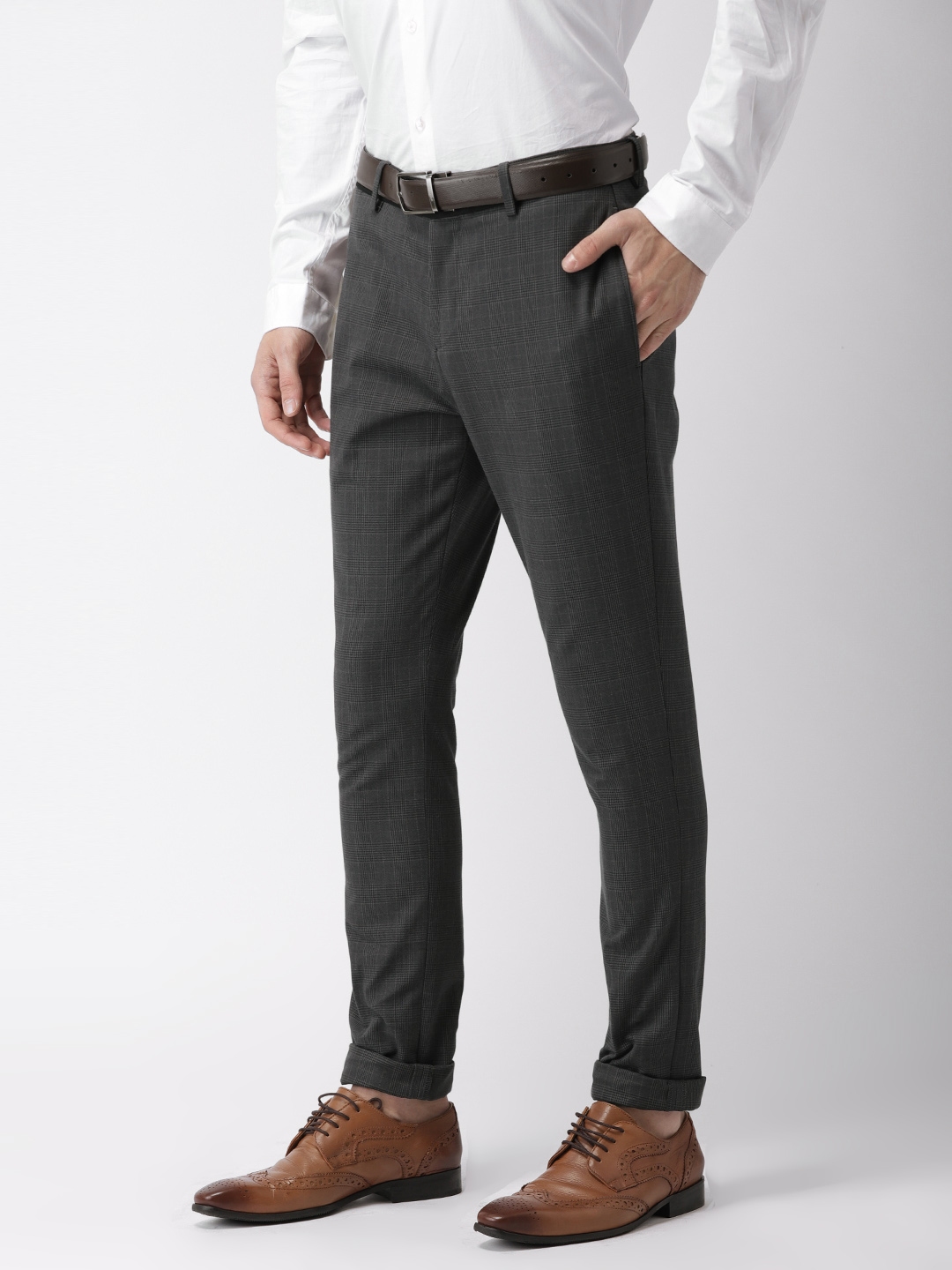 Buy Black Coffee Men Charcoal Grey Solid Formal Trousers  Trousers for Men  1894769  Myntra