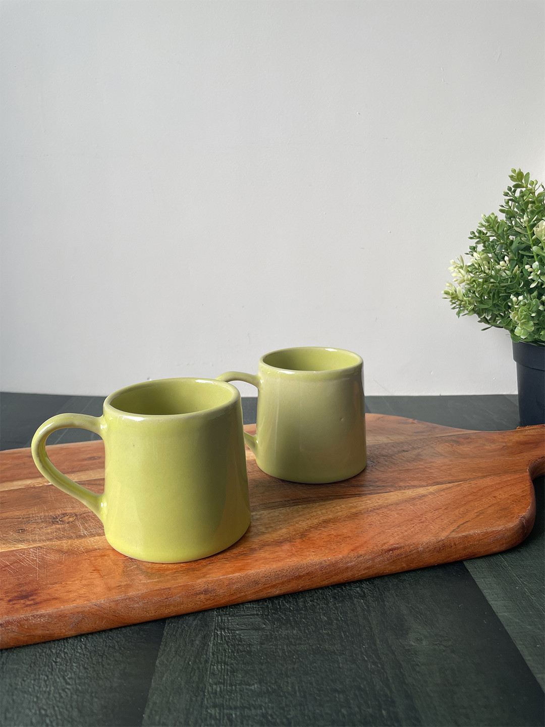 CasaTrunk Yellow Ceramic Microwave Safe 2 Piece Mugs-150ml