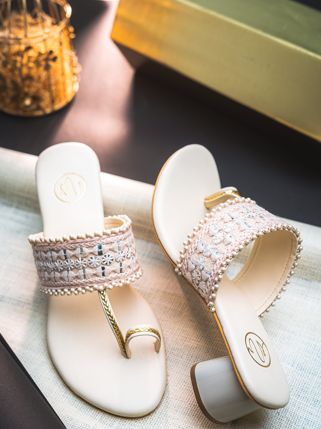 NR By Nidhi Rathi Ethnic Embellished Open One Block Heels