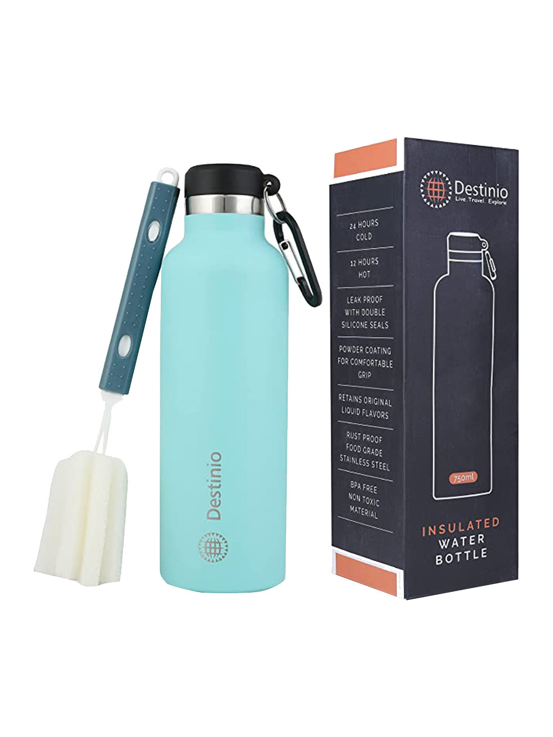 Destinio Blue Brand Logo Thermosteel Double Wall Vacuum Flask - 750ml