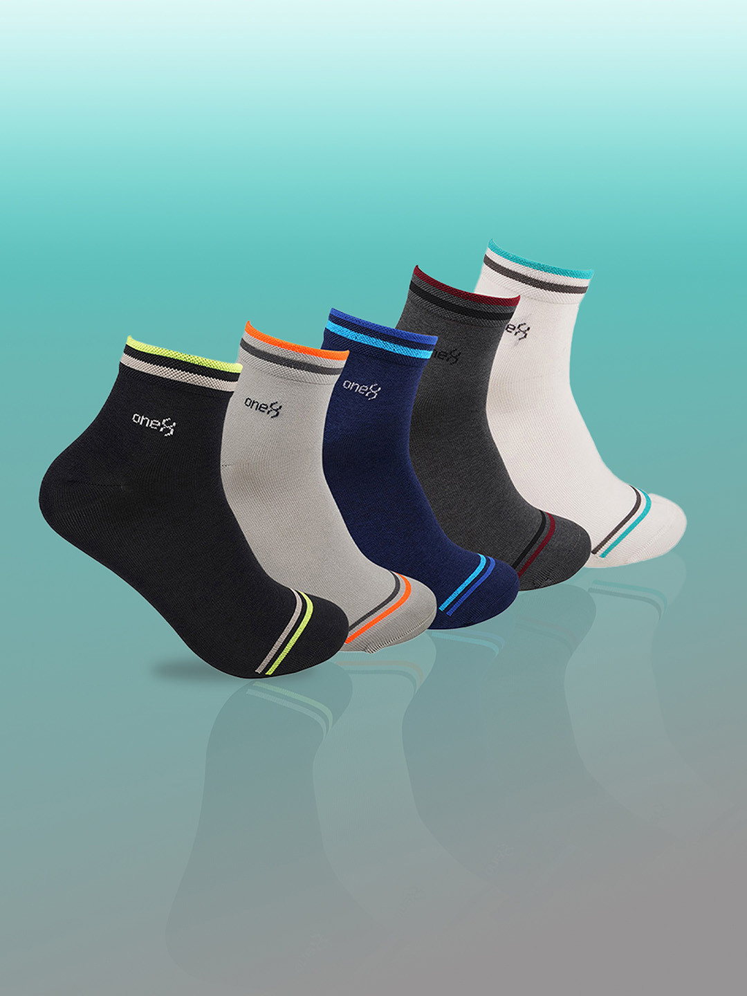One8 Men Pack Of 5 Patterned Ankle-Length Socks