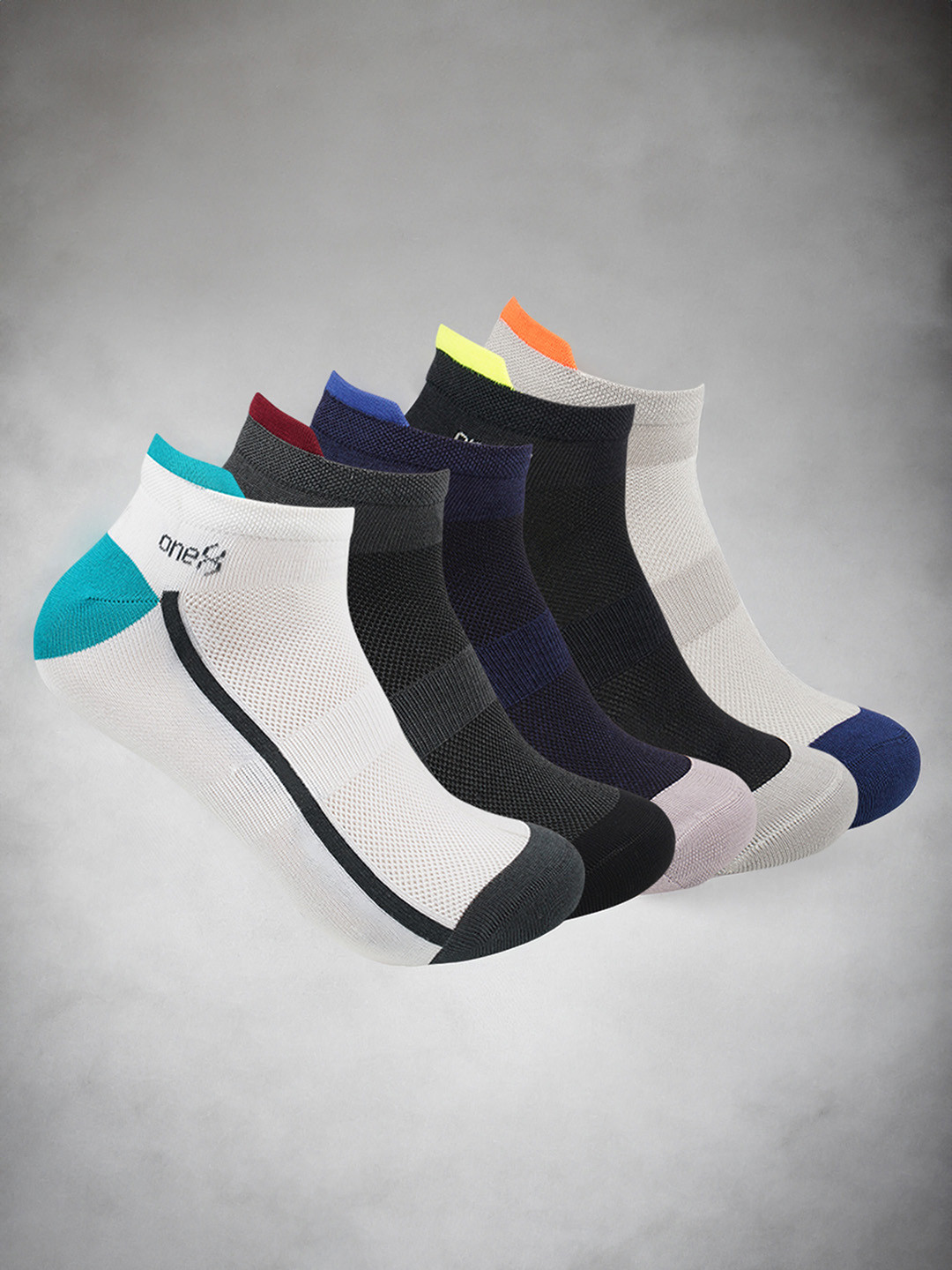 One8 Men Pack Of 5 Patterned Ankle-Length Socks