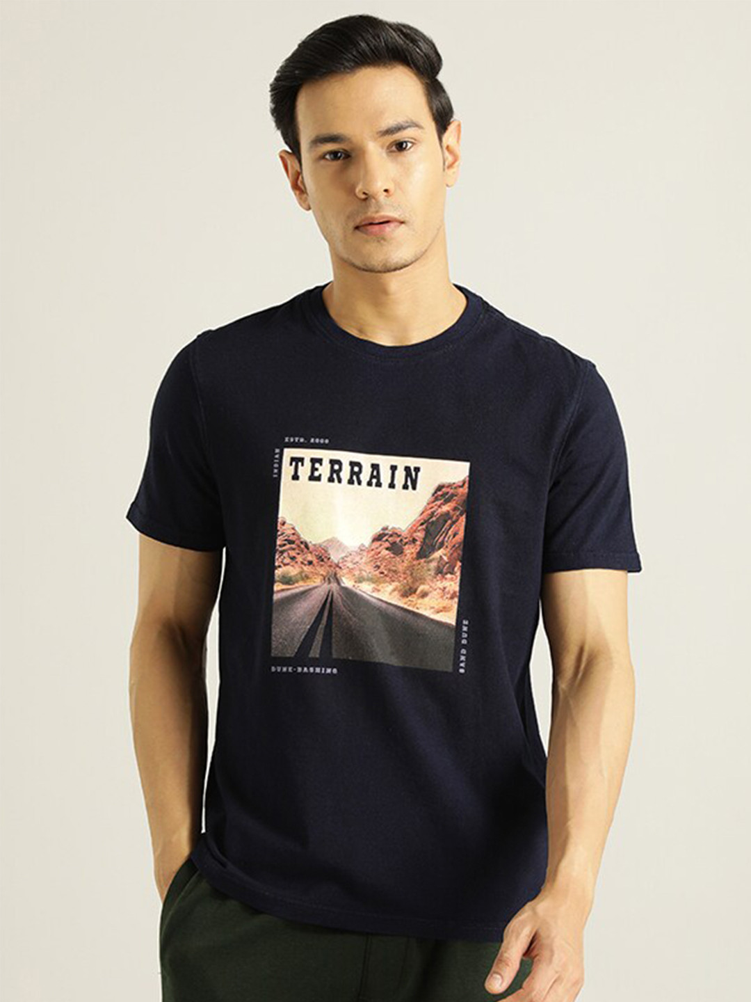 Indian Terrain Graphic Printed Pure Cotton T-shirt