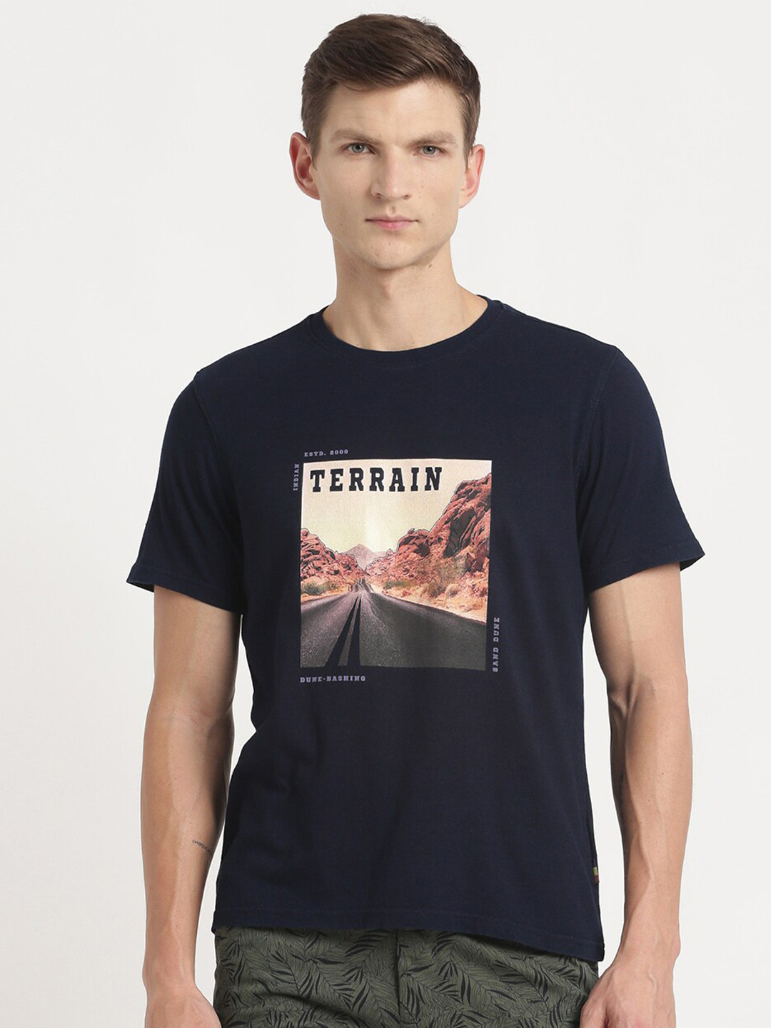 Indian Terrain Graphic Printed Slim Fit Cotton T-shirt