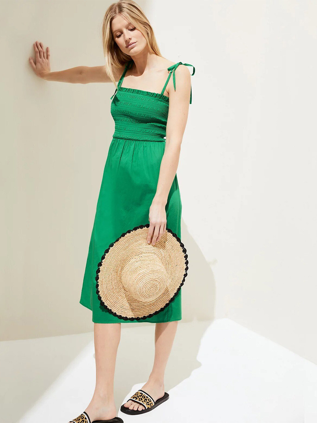 Marks & Spencer Smocked Fit & Flare Midi Dress