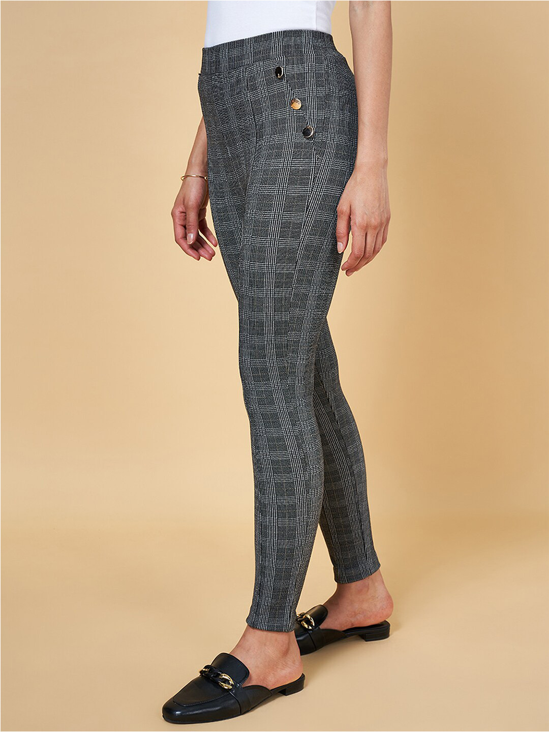 Annabelle by Pantaloons Women Skinny Fit Checked Treggings