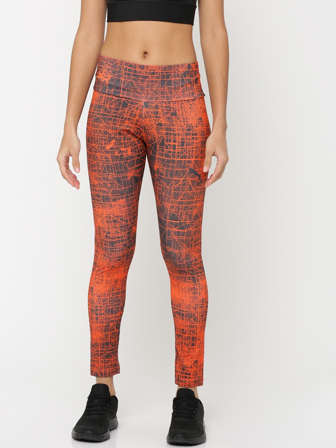 Buy Puma Orange Grey Printed ELEVATED Legging W Tights Tights