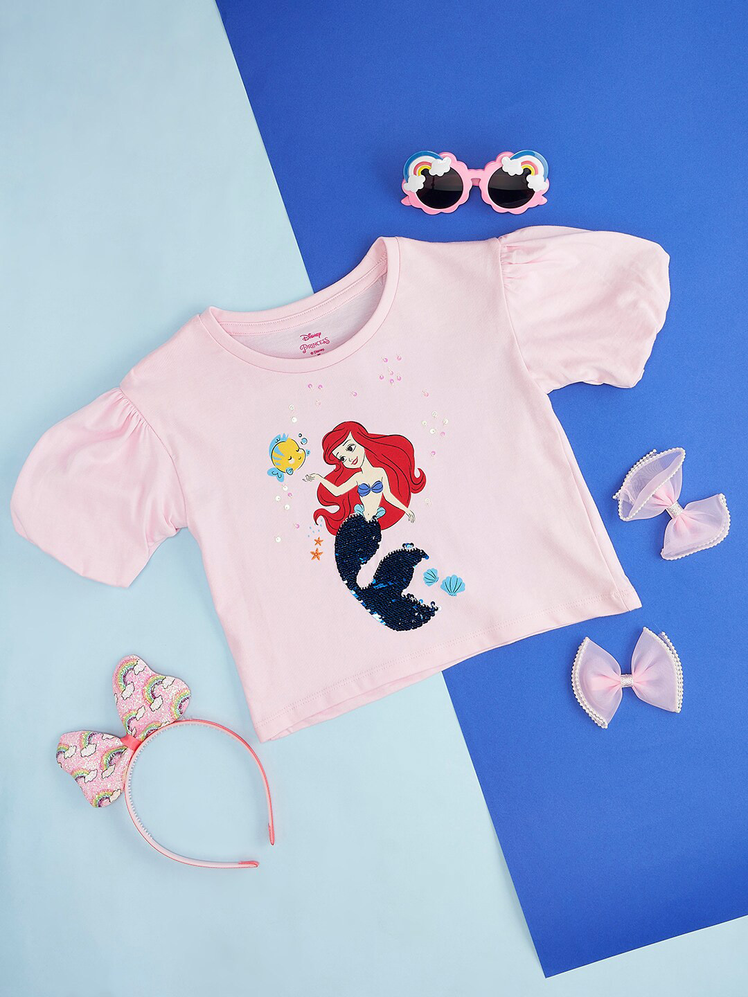 Pantaloons Junior Girls Graphic Disney Princess Printed Cotton T-Shirt