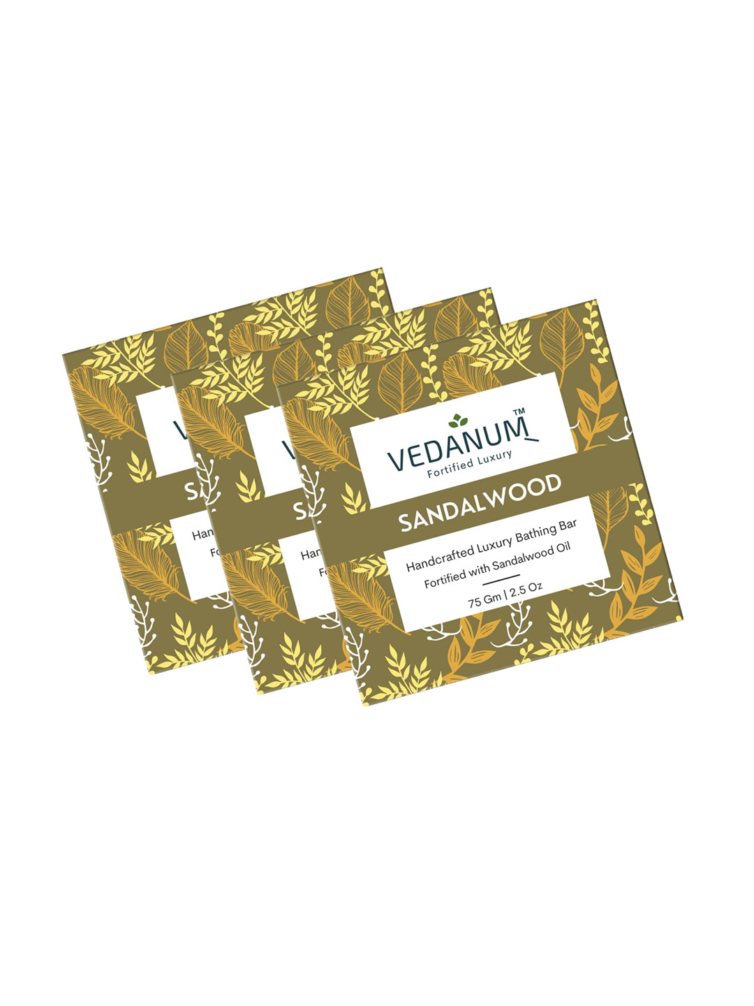 VEDANUM Set of 3 Sandalwood Handcrafted Luxury Bathing Bar - 75 g Each