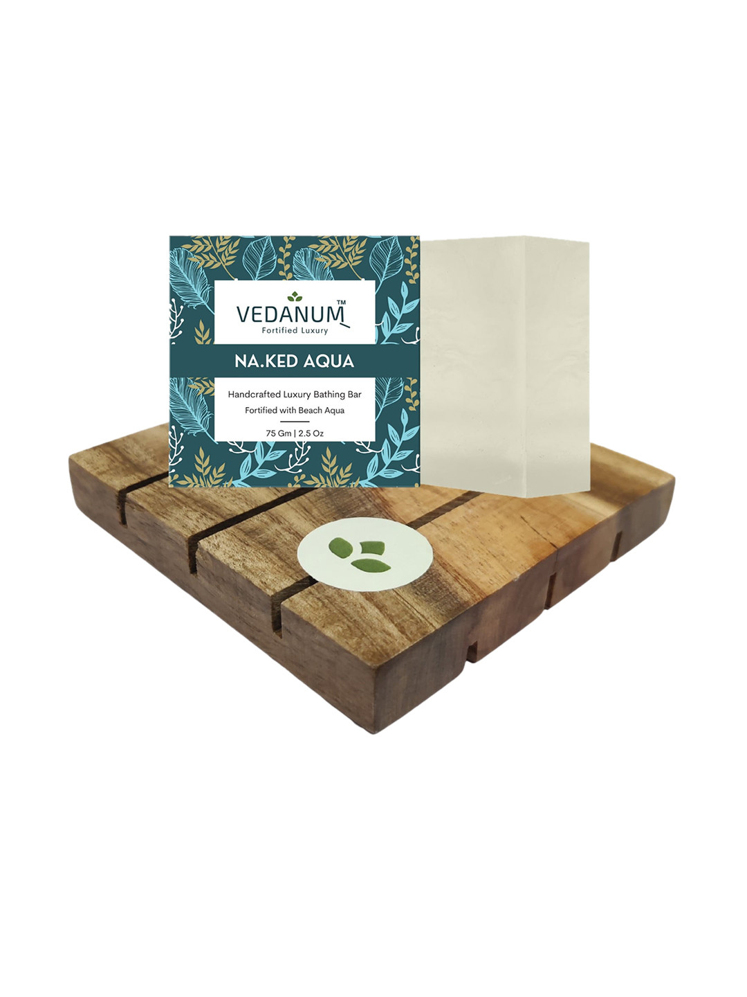 VEDANUM Na.Ked Aqua Handcrafted Luxury Bathing Bar with Soap Holder - 75 g
